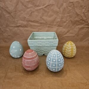 Pier 1 Dolomite Berry Basket Weave 5.25 X 5.25 x 3.5” Square Mint Green Ceramic